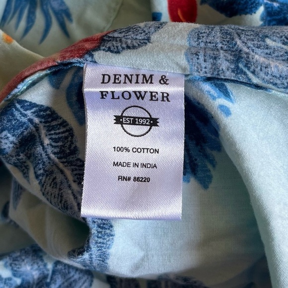 Denim & Flower Blue and Red Floral Men's Shirt - Picture 5 of 6